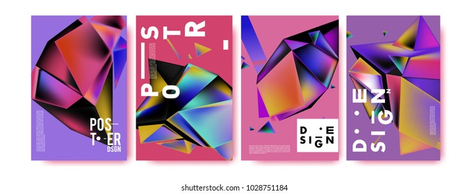 Abstract colorful geometric background for poster design. Blue, yellow, red, orange, pink and green. Vector banner poster template in Eps10.