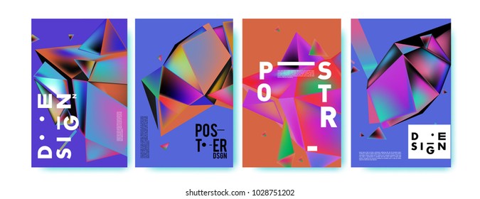 Abstract colorful geometric background for poster design. Blue, yellow, red, orange, pink and green. Vector banner poster template in Eps10.