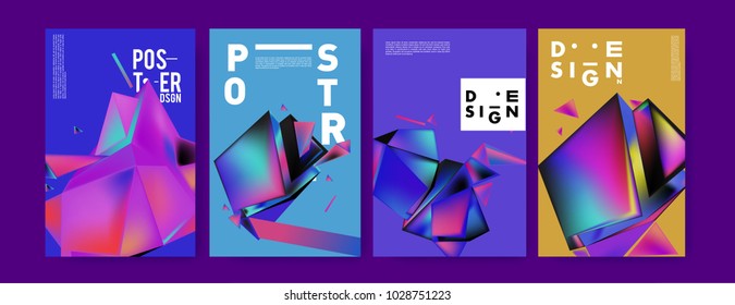 Abstract colorful geometric background for poster design. Blue, yellow, red, orange, pink and green. Vector banner poster template in Eps10.