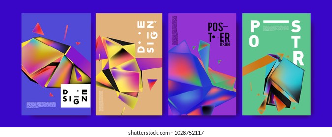 Abstract colorful geometric background for poster design. Blue, yellow, red, orange, pink and green. Vector banner poster template in Eps10.