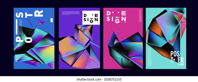 Abstract colorful geometric background for poster design. Blue, yellow, red, orange, pink and green. Vector banner poster template in Eps10.