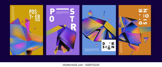 Abstract colorful geometric background for poster design. Blue, yellow, red, orange, pink and green. Vector banner poster template in Eps10.