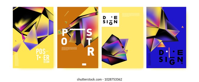 Abstract colorful geometric background for poster design. Blue, yellow, red, orange, pink and green. Vector banner poster template in Eps10.