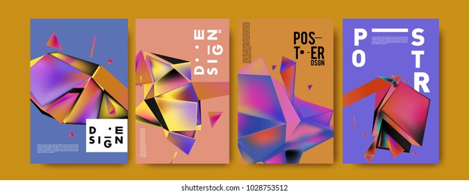 Abstract colorful geometric background for poster design. Blue, yellow, red, orange, pink and green. Vector banner poster template in Eps10.