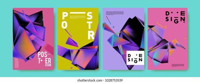 Abstract colorful geometric background for poster design. Blue, yellow, red, orange, pink and green. Vector banner poster template in Eps10.