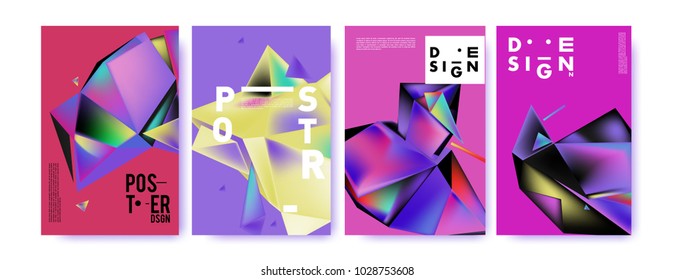 Abstract colorful geometric background for poster design. Blue, yellow, red, orange, pink and green. Vector banner poster template in Eps10.