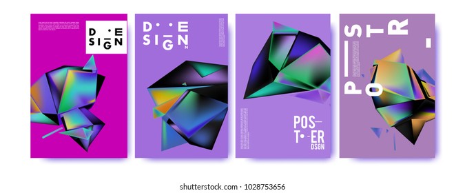 Abstract colorful geometric background for poster design. Blue, yellow, red, orange, pink and green. Vector banner poster template in Eps10.