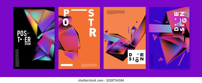 Abstract colorful geometric background for poster design. Blue, yellow, red, orange, pink and green. Vector banner poster template in Eps10.