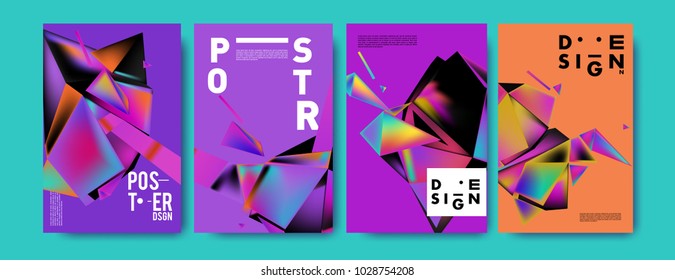 Abstract colorful geometric background for poster design. Blue, yellow, red, orange, pink and green. Vector banner poster template in Eps10.