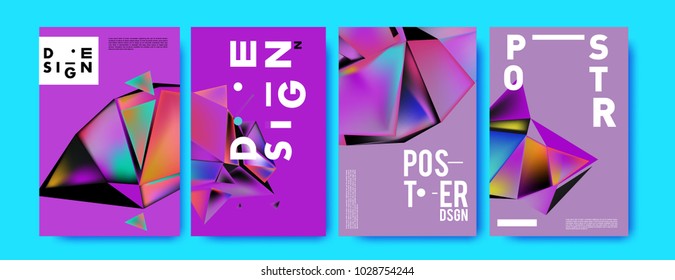 Abstract colorful geometric background for poster design. Blue, yellow, red, orange, pink and green. Vector banner poster template in Eps10.