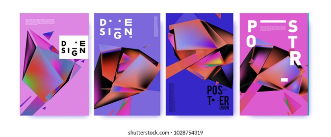 Abstract colorful geometric background for poster design. Blue, yellow, red, orange, pink and green. Vector banner poster template in Eps10.