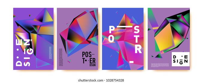 Abstract colorful geometric background for poster design. Blue, yellow, red, orange, pink and green. Vector banner poster template in Eps10.