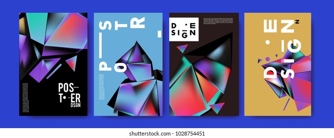 Abstract colorful geometric background for poster design. Blue, yellow, red, orange, pink and green. Vector banner poster template in Eps10.