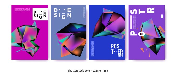 Abstract colorful geometric background for poster design. Blue, yellow, red, orange, pink and green. Vector banner poster template in Eps10.