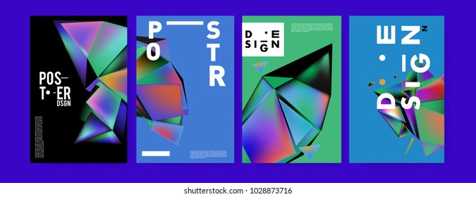 Abstract colorful geometric background for poster design. Blue, yellow, red, orange, pink and green. Vector banner poster template in Eps10.