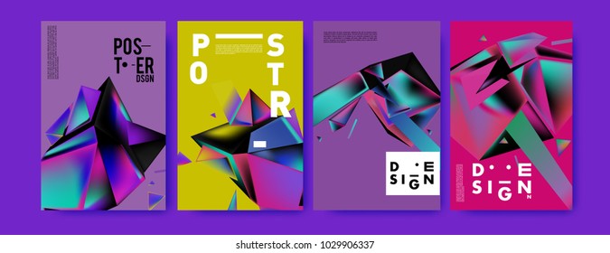 Abstract colorful geometric background for poster design. Blue, yellow, red, orange, pink and green. Vector banner poster template in Eps10.