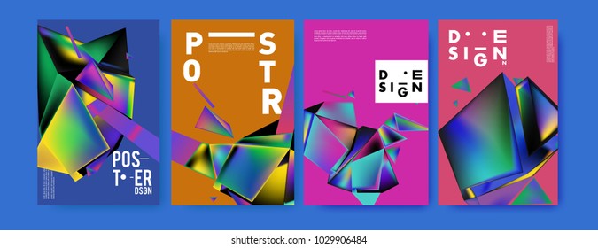 Abstract colorful geometric background for poster design. Blue, yellow, red, orange, pink and green. Vector banner poster template in Eps10.