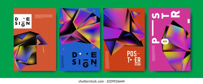 Abstract colorful geometric background for poster design. Blue, yellow, red, orange, pink and green. Vector banner poster template in Eps10.
