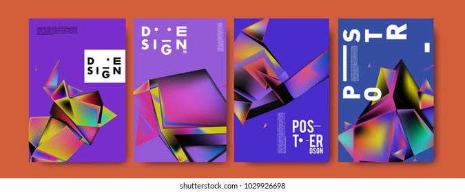 Abstract colorful geometric background for poster design. Blue, yellow, red, orange, pink and green. Vector banner poster template in Eps10.