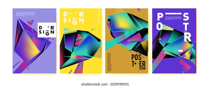 Abstract colorful geometric background for poster design. Blue, yellow, red, orange, pink and green. Vector banner poster template in Eps10.