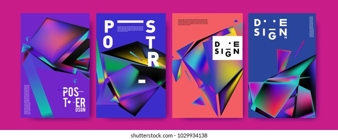 Abstract colorful geometric background for poster design. Blue, yellow, red, orange, pink and green. Vector banner poster template in Eps10.