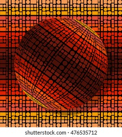 Abstract colorful geometric background with the same sphere.