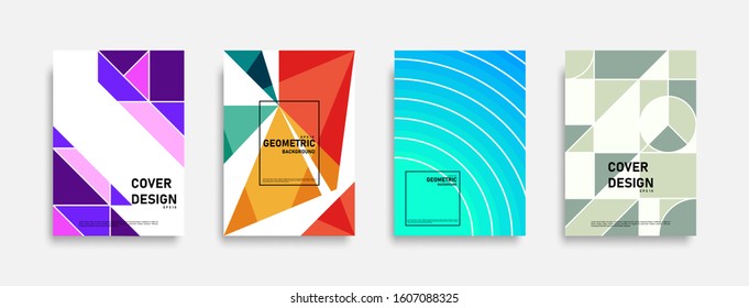 Abstract colorful geometric background set, graphic banner cover and advertising design layout template. Eps10 vector.