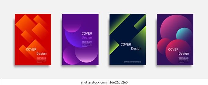 Abstract colorful geometric background set, graphic banner cover and advertising design layout template. Eps10 vector.