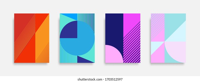 Abstract colorful geometric background set, graphic banner cover and advertising design layout template. Eps10 vector.
