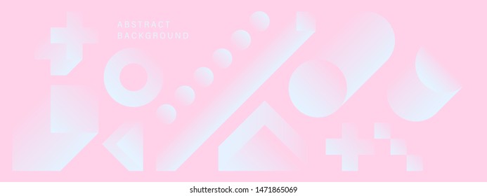 Fundo geométrico colorido abstrato com formas simples. Banner moderno com formas de gradiente 3d. Ilustração vetorial para revista, capa, web design. Fusão retrô e moderna.