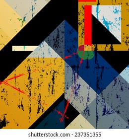 abstract colorful geometric background, with squares, triangle and splashes