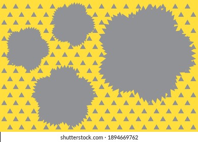 Abstract colorful geometric background. Trendy color, grey triangle and spots on yellow background