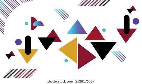 Fundo geométrico colorido abstrato com padrão de formas de triângulo. Geométrica criativa com uma variedade de padrões geométricos de fundo para o seu design
