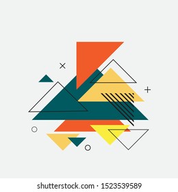 Abstract colorful geometric background. Abstract geometric triangles background. Trendy geometric elements memphis cards. Template for poster, backdrop, book cover, and brochure. Eps 10