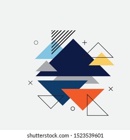Abstract colorful geometric background. Abstract geometric triangles background. Trendy geometric elements memphis cards. Template for poster, backdrop, book cover, and brochure. Eps 10