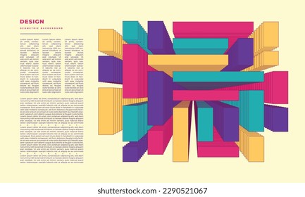 Abstract colorful geometric bcakground template copy space. Rectangular isometric backdrop design for poster, banner, pamphlet, brochure, or landing page.