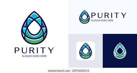 Abstract colorful geometric beauty skincare logo design, Water drop logo with style elegant and sophisticated, Modern luxurious logo olive for business or identity, Olive oil vector logo inspirations