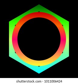 abstract colorful geometric with black background, colorful neon frame on a dark background, abstract illustration