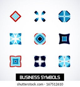 Abstract colorful geometric business symbols. Icon set