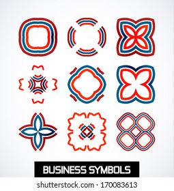 Abstract colorful geometric business symbols. Icon set