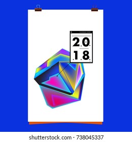 Abstract Colorful Geometric Calendar Cover Design Template. Trendy and Colorful Background Poster Design for New Year. 