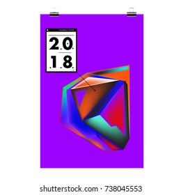 Abstract Colorful Geometric Calendar Cover Design Template. Trendy and Colorful Background Poster Design for New Year. 