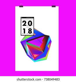 Abstract Colorful Geometric Calendar Cover Design Template. Trendy and Colorful Background Poster Design for New Year. 