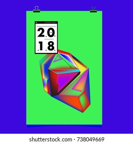 Abstract Colorful Geometric Calendar Cover Design Template. Trendy and Colorful Background Poster Design for New Year. 