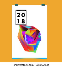 Abstract Colorful Geometric Calendar Cover Design Template. Trendy and Colorful Background Poster Design for New Year. 