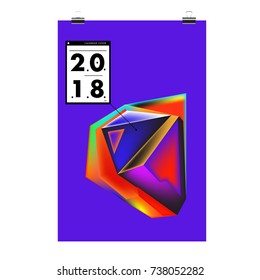 Abstract Colorful Geometric Calendar Cover Design Template. Trendy and Colorful Background Poster Design for New Year. 