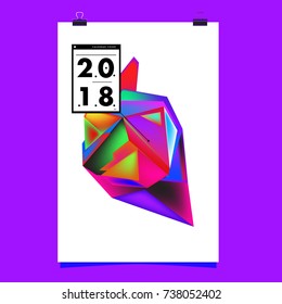 Abstract Colorful Geometric Calendar Cover Design Template. Trendy and Colorful Background Poster Design for New Year. 