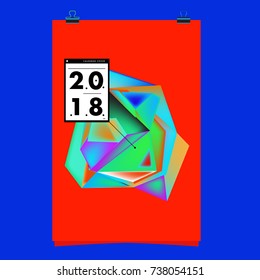 Abstract Colorful Geometric Calendar Cover Design Template. Trendy and Colorful Background Poster Design for New Year. 