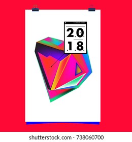 Abstract Colorful Geometric Calendar Cover Design Template. Trendy and Colorful Background Poster Design for New Year. 