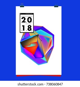Abstract Colorful Geometric Calendar Cover Design Template. Trendy and Colorful Background Poster Design for New Year. 